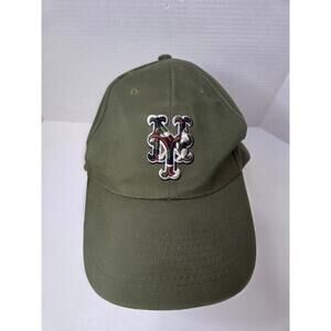 Jeep New York Mets MLB Hat Cap Olive Green Camo Logo BWM Global Adjustable‎